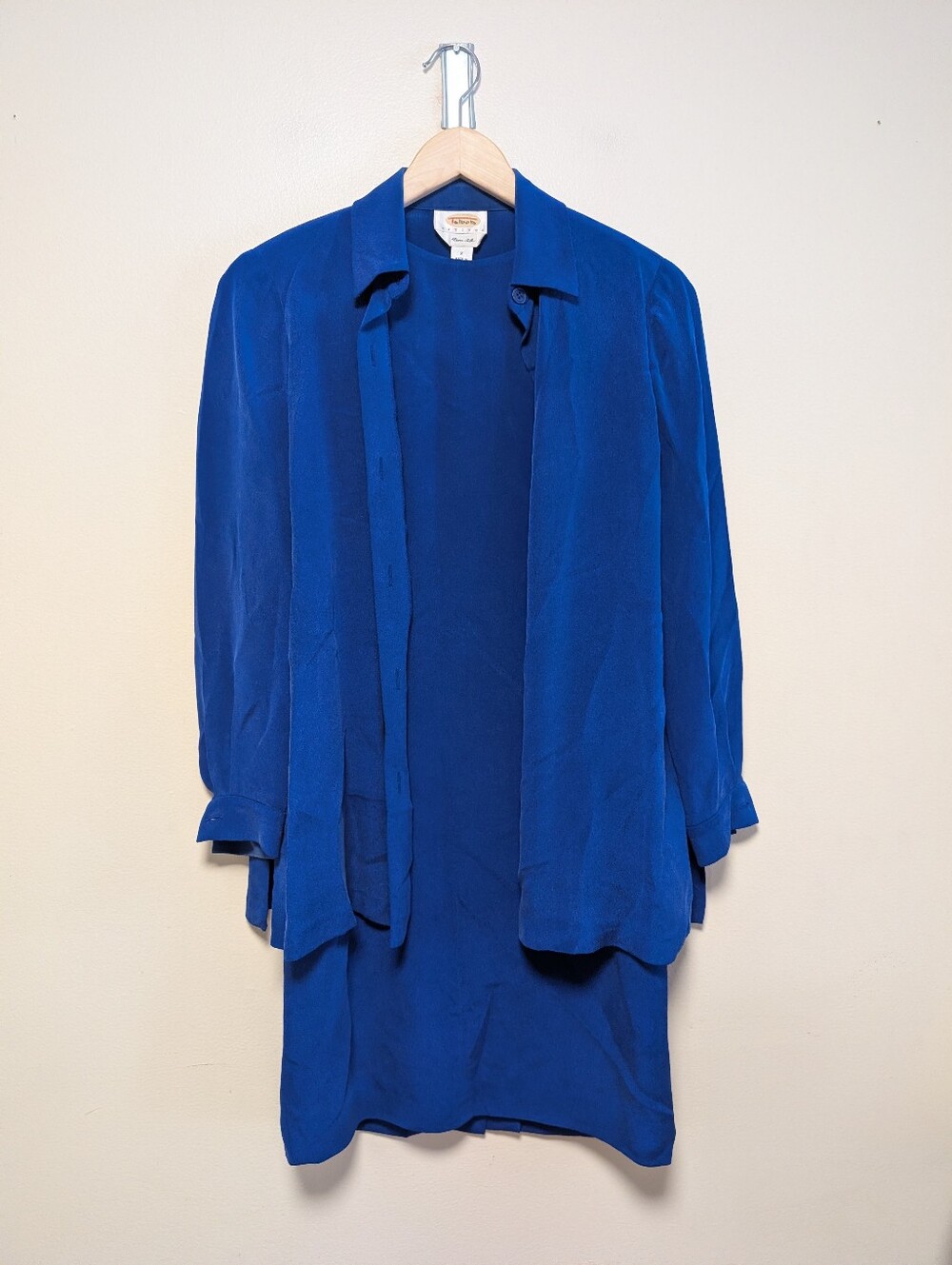 Talbots Petites Pure Silk Cobalt Blue 2 Piece Dress Jacket Set Size 2